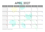 Printable April 2027 Calendar with Holidays