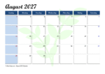 Printable August 2027 Calendar with Holidays