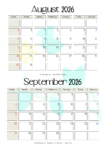 August September 2026 Calendar Printable