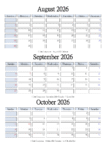 August September October 2026 Calendar Free