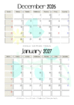 December January 2027 Calendar Printable