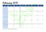 Printable February 2027 Calendar with Holidays