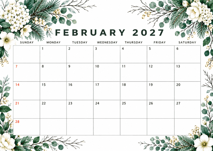 Floral_February_2027_Calendar