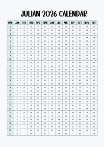 Printable Julian Date Calendar 2026 Julian Date Today Julian 2026 Calendar Printable PDF 212x300 