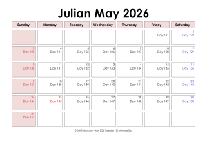 Printable Julian Date Calendar 2026 - Julian Date Today