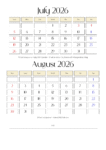 July August 2026 Calendar with Notes