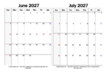 Landscape June July 2027 Calendars