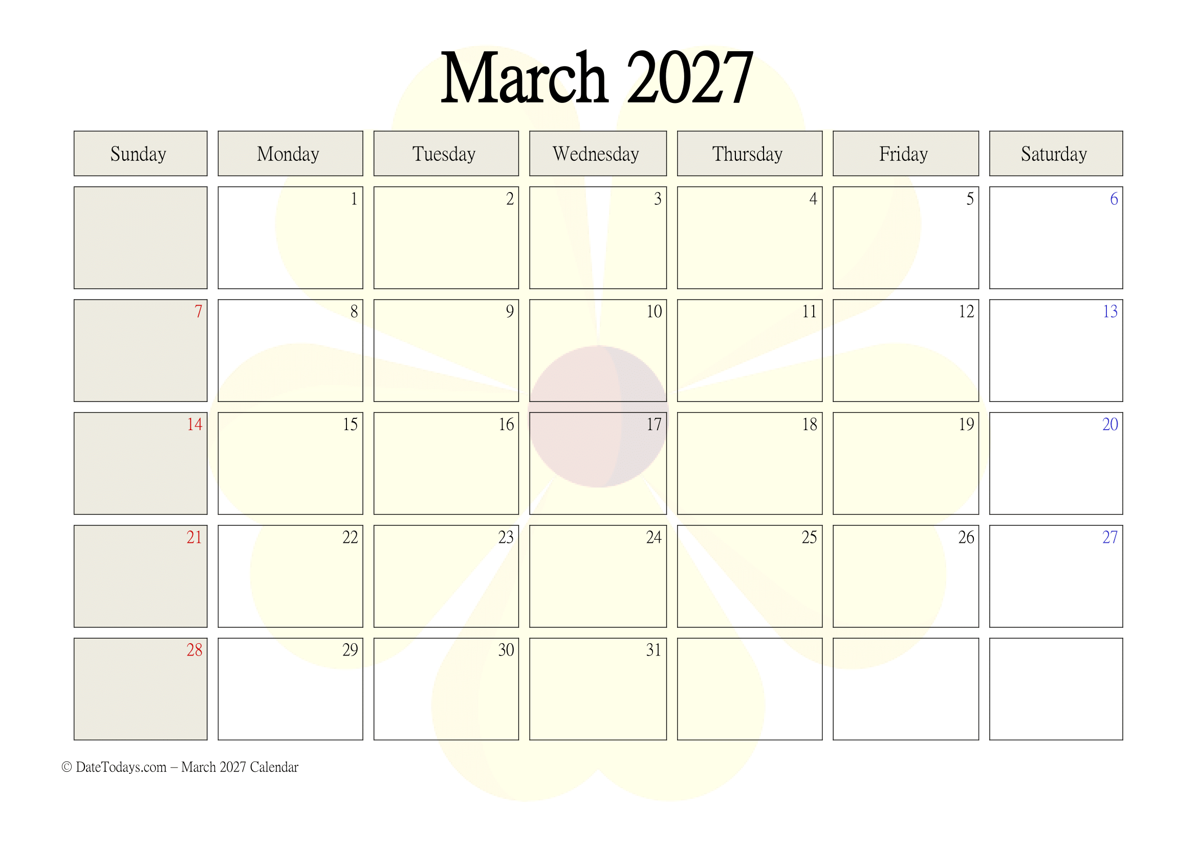 Floral Background March 2027