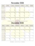 November December 2026 Calendar Free