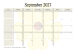 Printable September 2027 Calendar with Holidays