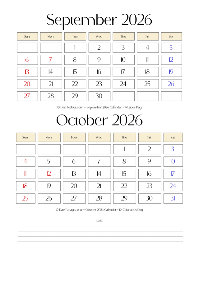 August september 2026 calendar 2 month calendar