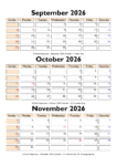 September October November 2026 Calendar PDF